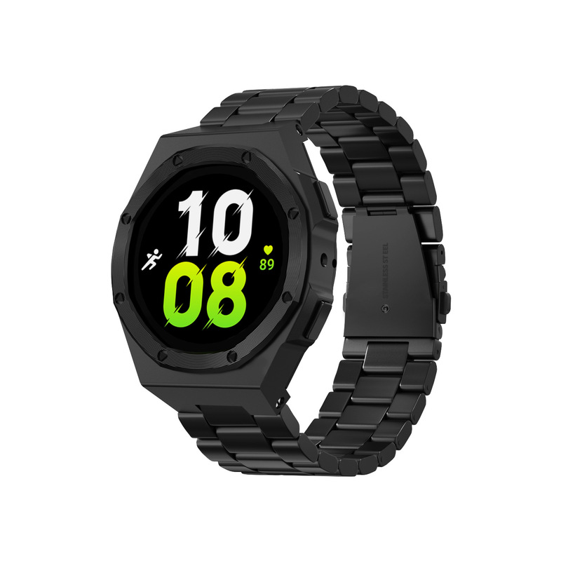 Hualimei modified shell suitable for Samsung watch 4/5/6 generation 44mm metal protective shell + strap
