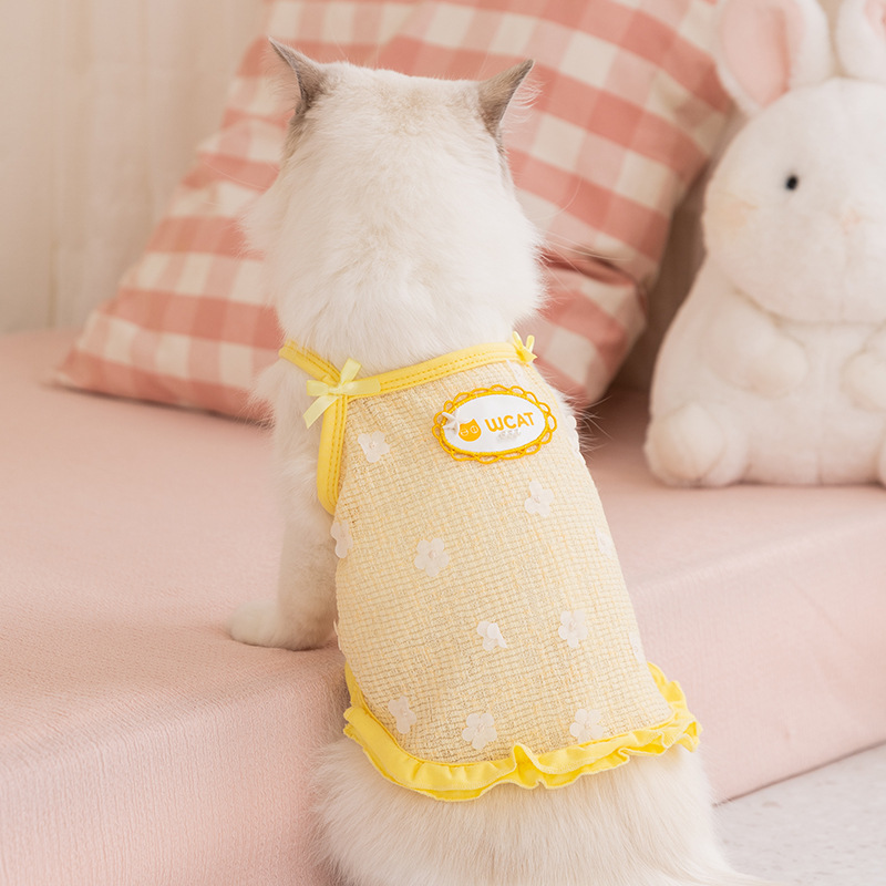 26 primavera y verano ropa de mascotas ventilada fresca malla chaleco de cabina pequeña y media ropa de perro y gato ropa de perro