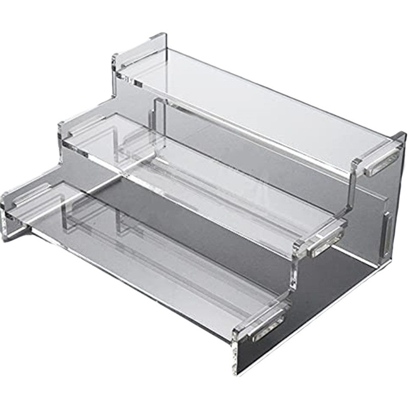 Soporte de exhibición de escalera de tres capas de acrílico transparente caja ciega soporte de almacenamiento de cupcakes hecho a mano