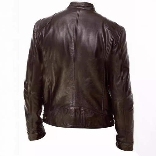 Eurasian Men's Leather Jacket, Outerwear for Men, Youth Stand-up Collar Punk Men's Motorcyclist Leather Jacket Jacket with Logo