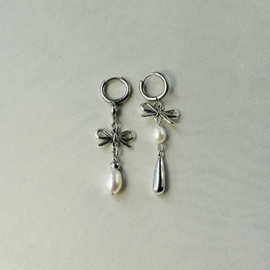 宸佑 跨境复古轻奢蝴蝶结仿珍珠耳环个性Y2k风女士吊坠耳环批发