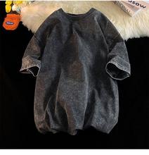 水洗做旧230g高街男潮牌t恤短袖美式复古小领口半袖短袖