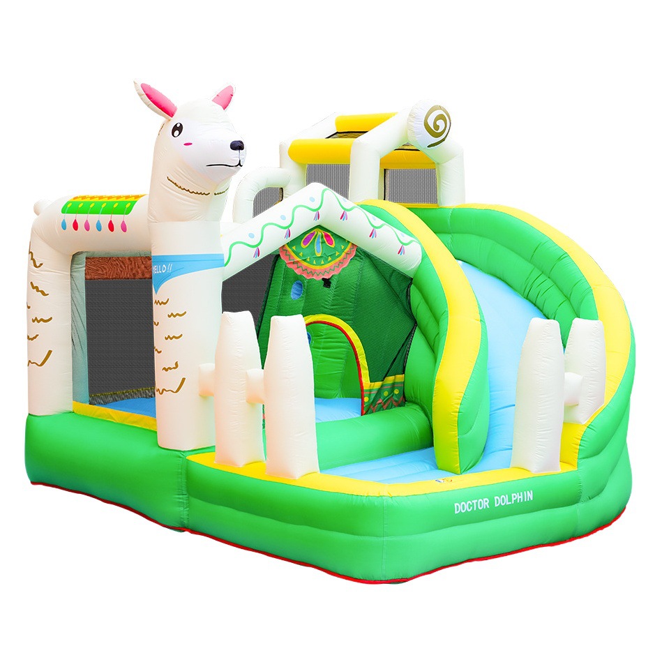 Doctor Delfín | Castillo inflable para niños para uso doméstico, tobogán pequeño para exteriores, trampolín, castillo inflable de alpaca, juguete de trampolín