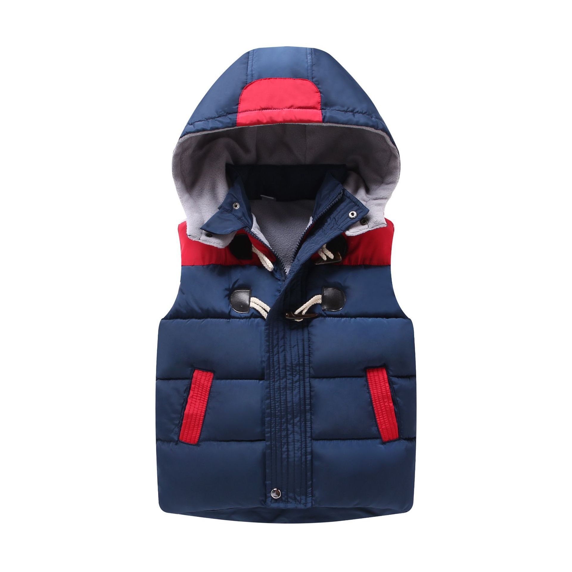 Nuevo chaleco acolchado de algodón para niños y niñas engrosado cálido abrigo chaleco color a juego polar con capucha