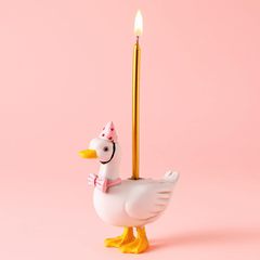 跨境新款 傻鹅生日烛台儿童生日礼物桌面大鹅树脂摆件装饰