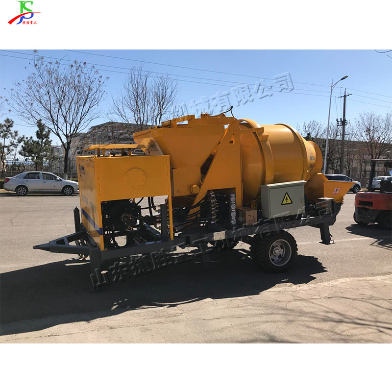 Mezcla de concreto y transporte de hormigón todo en un sitio de construcción de la máquina mezcladora de mortero de hormigón