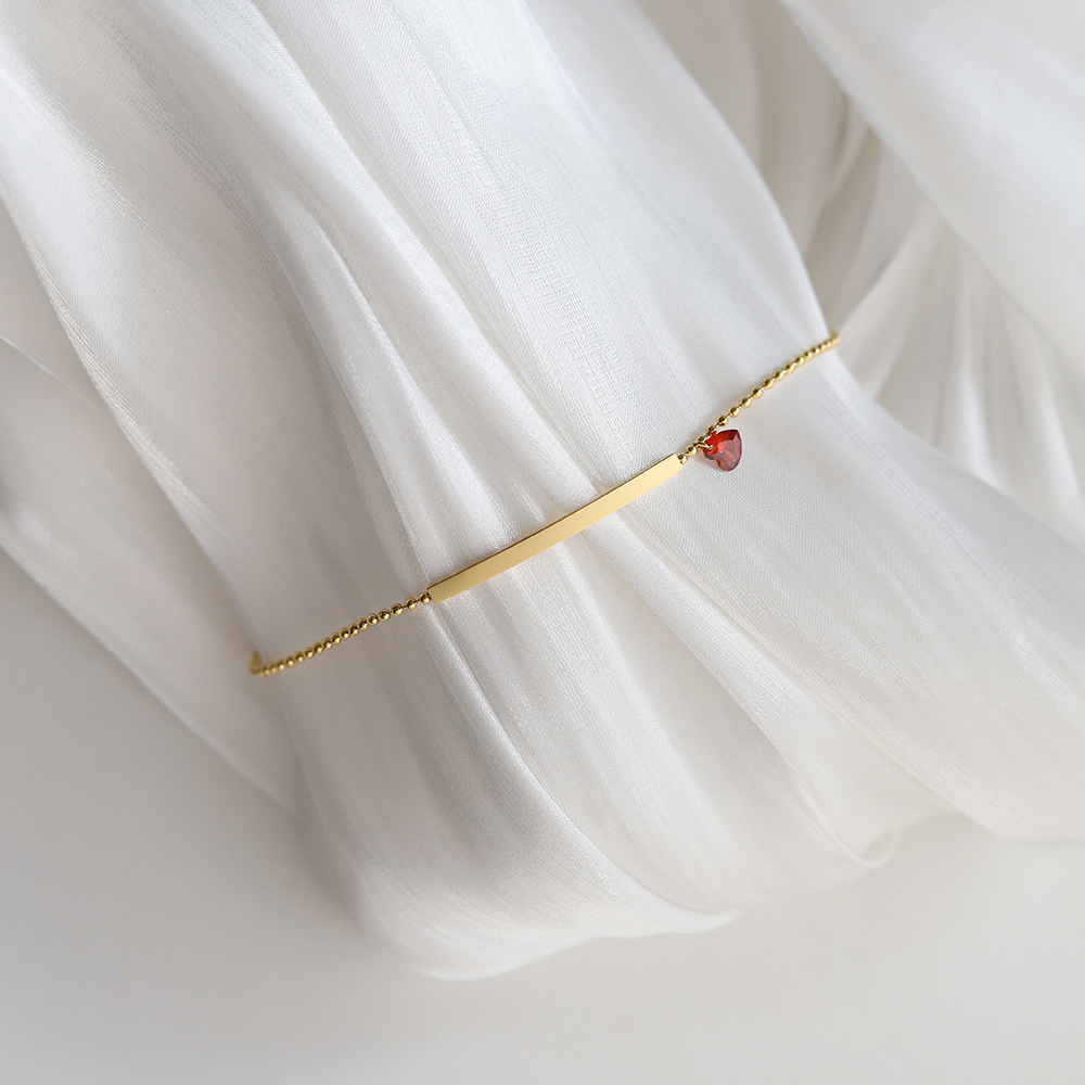 Real Gold Plated Plating Material Zircon Inlay Material PVD Coated Real Gold Plated 18K Gold Heart Shape 304 Stainless Steel Fashion Waterproof Non Tarnish 304 Stainless Steel Bracelets