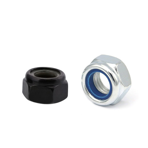 Stainless steel lock nut nylon black lock nut nickel plated zinc plated self-locking hexagonal screw cap loosening nut