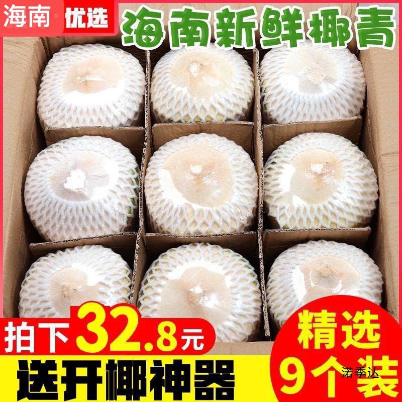 Young Coconut Hainan Origin Fresh Coconut Fruit Pregnant Women Coconut Emperor Hairy Coconut for Coconut Juice Coconut Meat 6/9 Large Fruit Fragrant Coconut