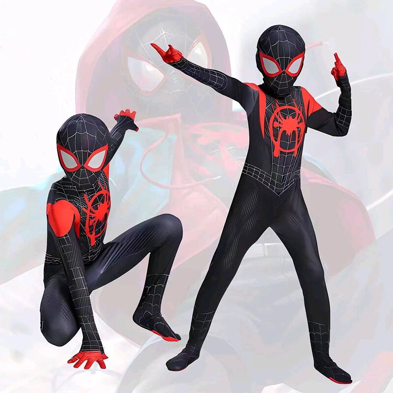 スパイダーのタイトな男の連体服のハロウィーンの服装の遠征は普通の鋼鉄のマイルズの服装の子供の祝日のスーツを超えます。|undefined