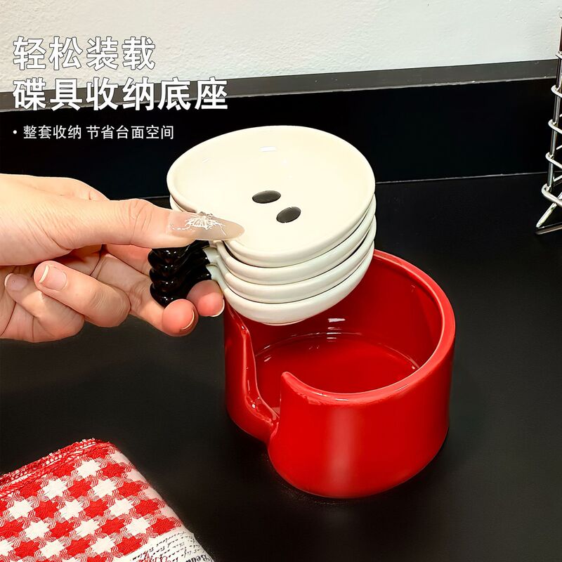クリエイティブなアップルディップソースプレート、家庭用セラミックキッチン調味料プレート、高価値の小さなディッシュプレート、醤油と酢のディップソースプレート|undefined