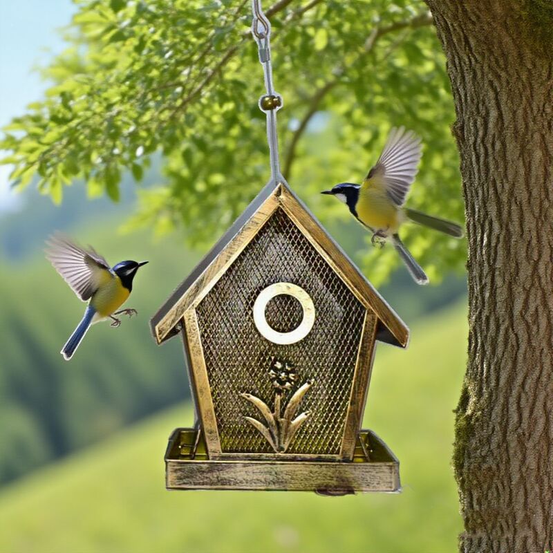 Cross-Border Amazon Bird Feeder, New Retractable Garden Iron Art Outdoor Hanging Automatic Bird Feeder