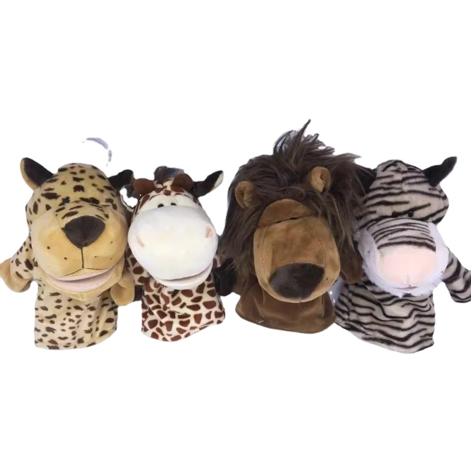 Estación independiente transfronteriza 24cm marioneta de mano de peluche juguete de felpa boca móvil de apertura abdominal palabras padre-hijo guantes de narración de cuentos