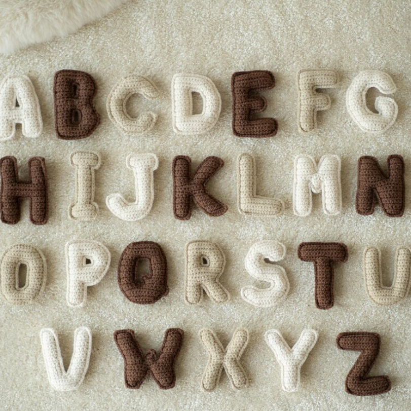 Crochet combinado patrón letras y números patrón conjunto juguetes accesorios de crochet infantil ayuda de enseñanza