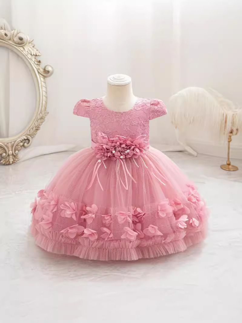 Vestidos de niña de alta calidad para cumpleaños, vestidos de noche, vestidos de princesa, vestidos de niña de las flores para el primer cumpleaños, existencias listas para envío transfronterizo, novedad de 2025