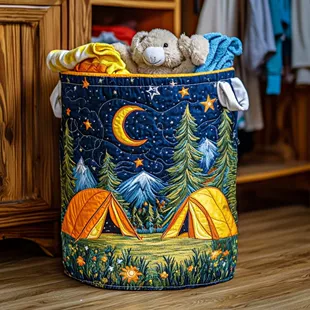 Корзина для белья с лесом стёганая с ручкой