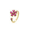 Tide, sophisticated zirconium, adjustable ring, flowered, on index finger