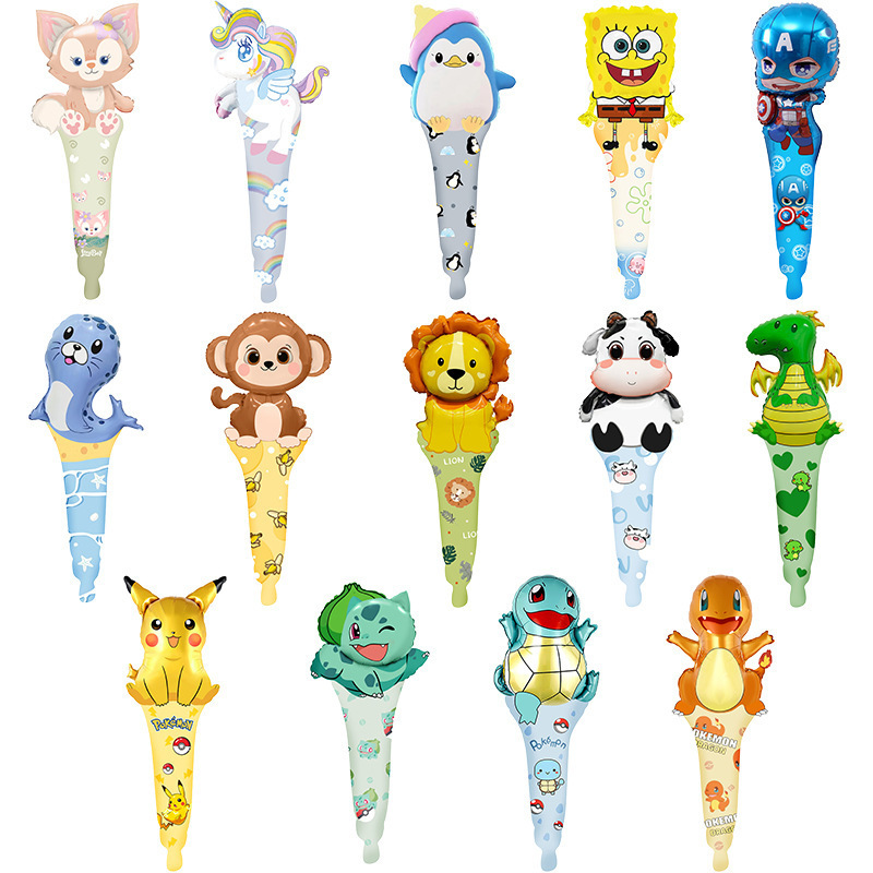 Hand-held stick balloon middle stick push aluminum foil balloon…