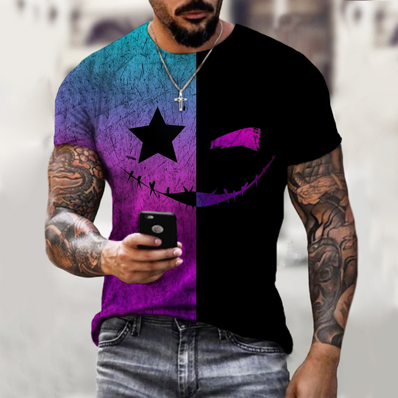 Funny Geometric Digital 3D Printing Men's Short Sleeve T-Shirt Summer Thin Youth Trend T-Shirt