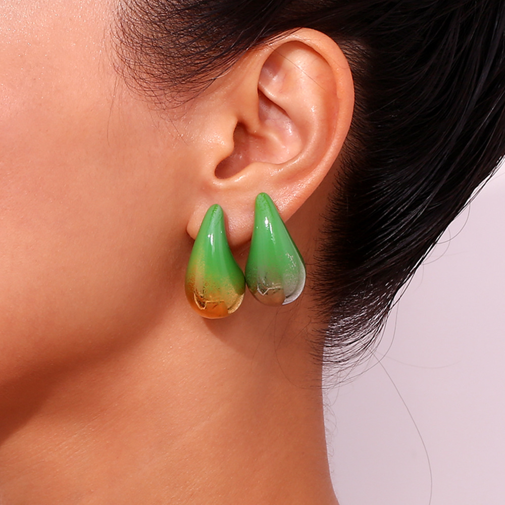 14g Weight Stainless Steel Ear Needle Material Ear Studs Classification 1 Pair Quantity Holiday, Daily Occasion Stainless Steel Material Water Droplets Pattern Women's Gender Plating Design Simple Style Style 1 Pair Simple Style Water Droplets Plating Stainless Steel Ear Studs 22