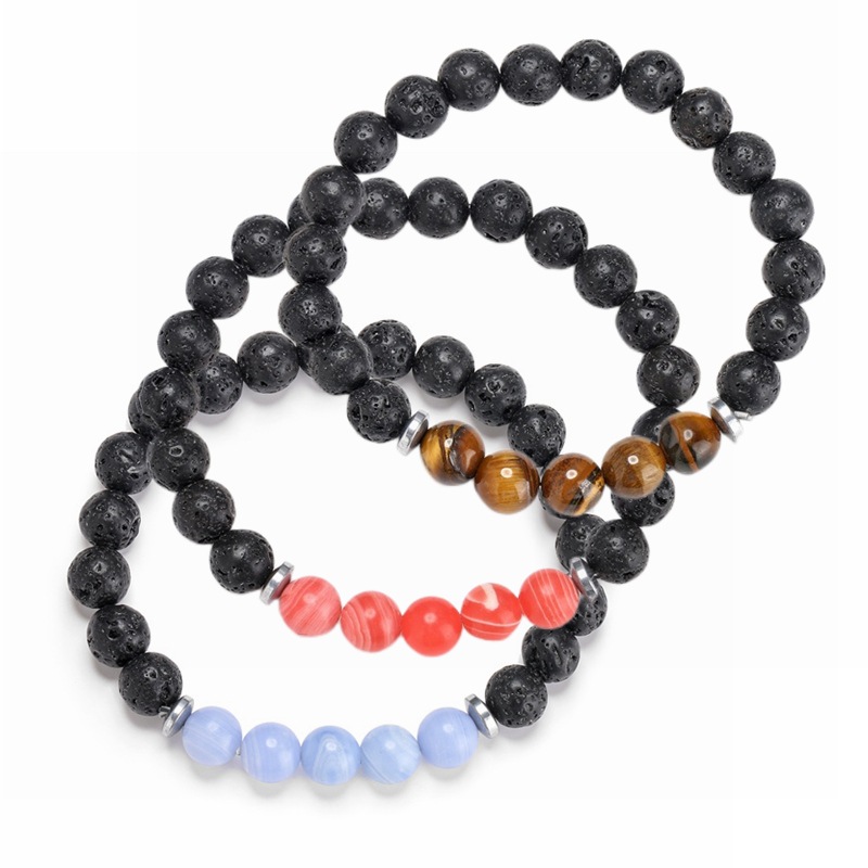 Europa y América transfronteriza natural Ojo de Tigre ágata piedra pulsera tejida hombres tejida imán negro ajustable pulsera de cuentas