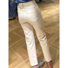 2025春季新款欧货高腰显烟管窄版裤法直筒夏季白色牛仔裤女
