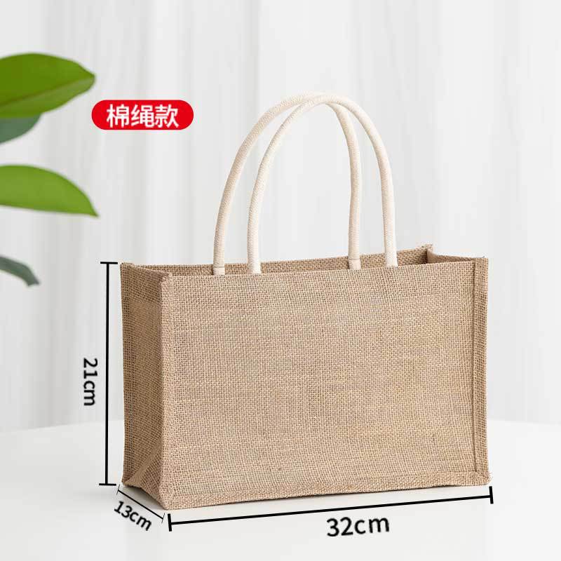 Bolsa de arpillera personalizada protección del medio ambiente bolsa de regalo de compras de lino de yute bolsa de lona de salida de moda logotipo personalizado