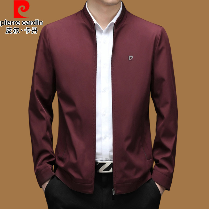 Pierre Cardin 2025 Spring and Autumn New Men's Stand Collar Casual Jacket for Dad, Suitable for Wedding Banquets Pierre Cardin 2025 Spring and Autumn New Men's Stand Collar Casual Jacket for Dad, Suitable for Wedding Banquets