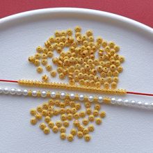 s925古法银镀金配件錾刻飞碟隔片隔珠垫片散珠子DIY手链文玩配饰