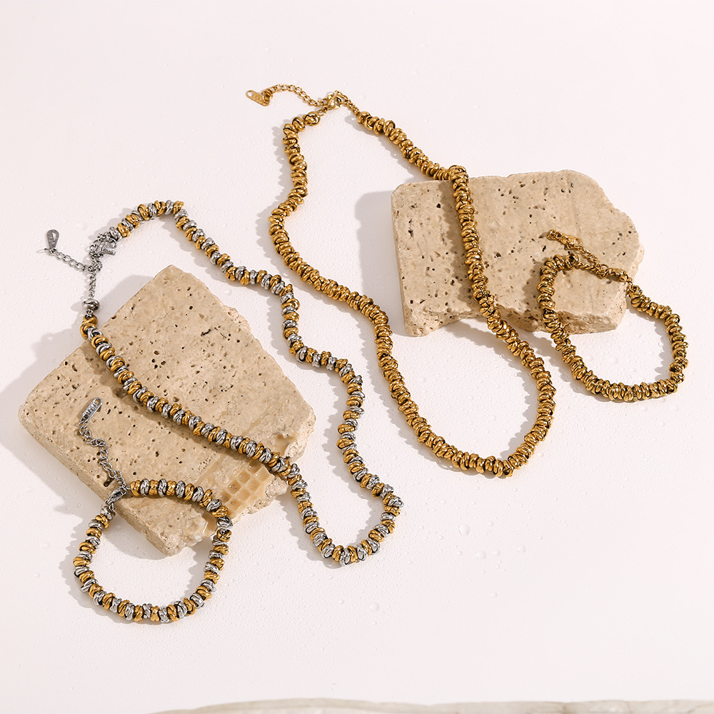 Plated 18K Gold Stainless Steel Necklace Bracelet