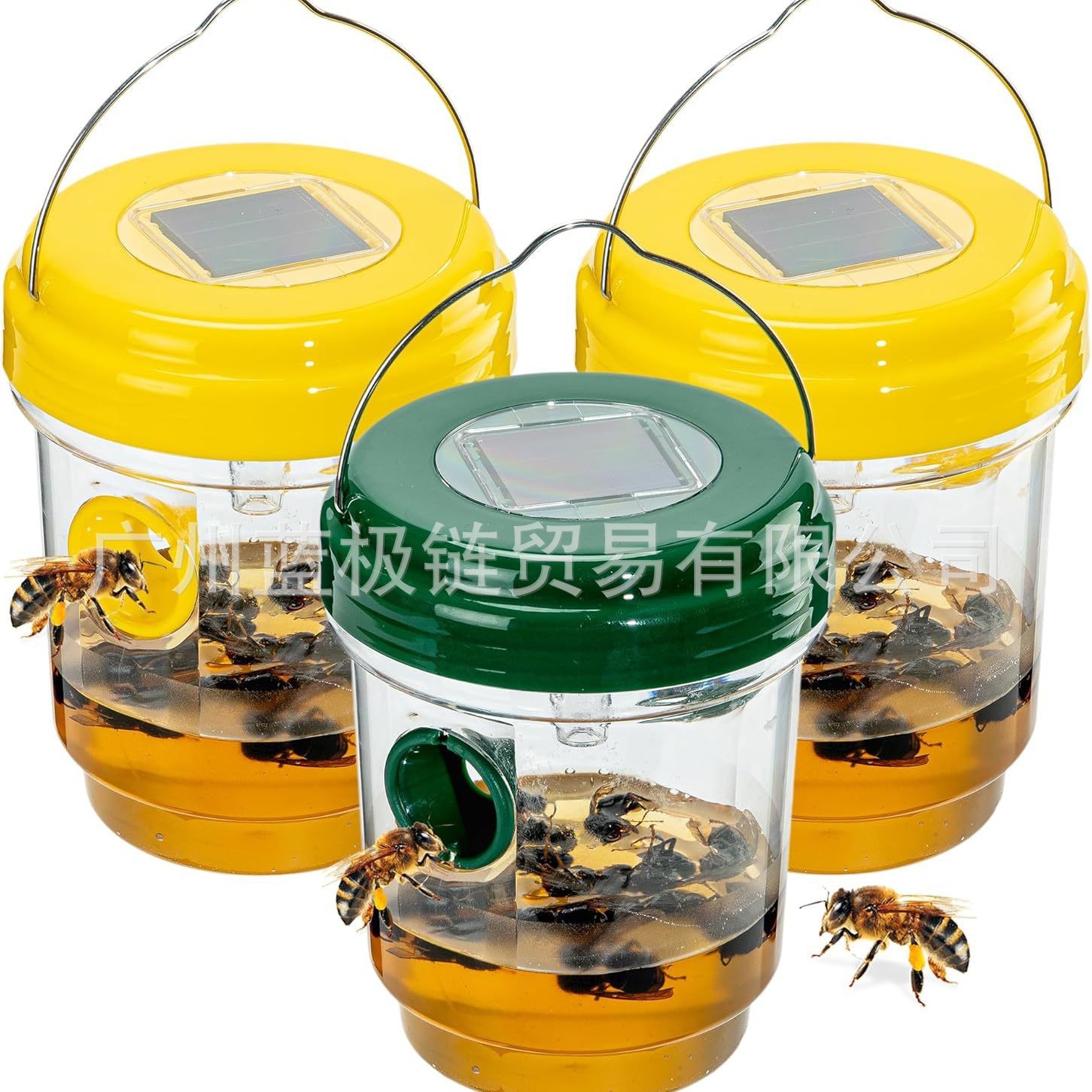 跨境新款黄蜂捕捉器 果蝇诱捕器户外太阳能LED昆虫陷阱捕蜂苍蝇器