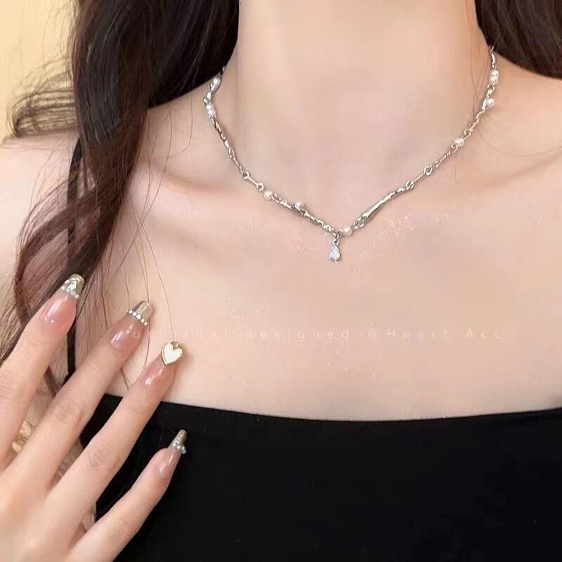 Pure Desire ~ Pearl Zircon Stitching Necklace Women's ins Cold Style Advanced Sense Bracelet Clavicle Chain Cyber Celebrity Neck Chain Pure Desire ~ Pearl Zircon Stitching Necklace Women's ins Cold Style Advanced Sense Bracelet Clavicle Chain Cyber Celebrity Neck Chain
