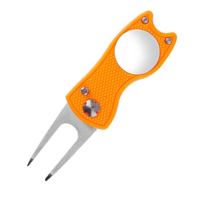 Accesorios de Golf en Existencia, Herramientas para Exteriores, Tenedor Plegable para Green, Acero Inoxidable, Mango de Plástico ABS, Tenedor para Reparación de Césped