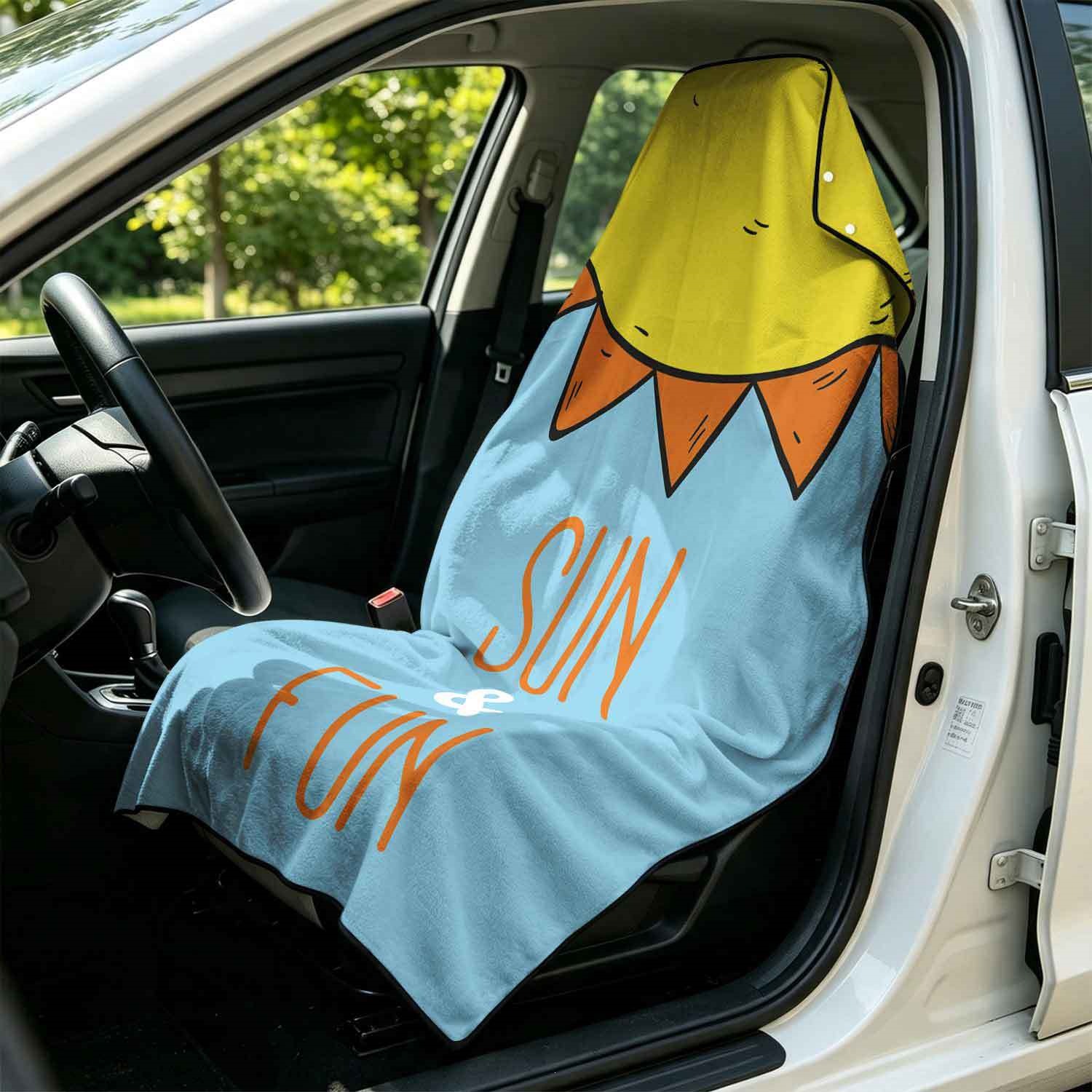 Summer bath towel and car seat cover 2-in-1, ultra-fine fiber outdoor beach and car dual-use universal seat cushion