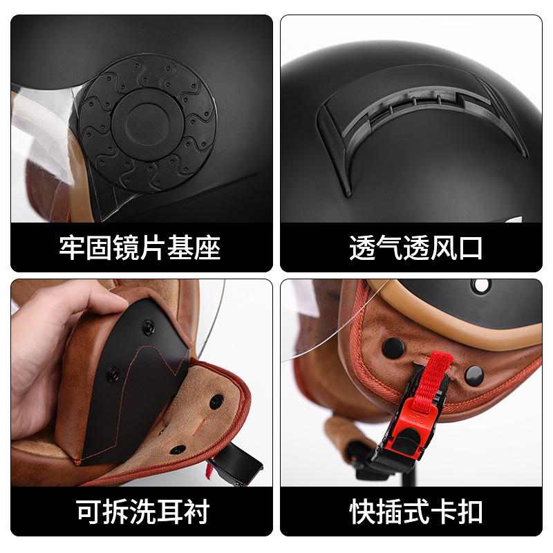 Casco Retro BYB/Yabia 750 para Motocicleta, Unisex, para Vehículos Eléctricos, Casco para Conducir Vehículos con Batería