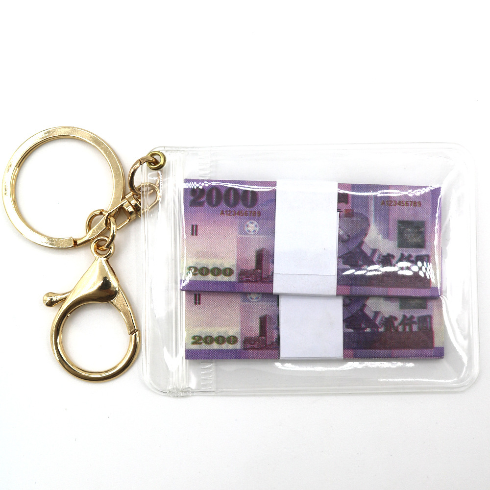 Simulación de dólar de Taiwán, dólar estadounidense, libra, won coreano, moneda indonesia, llavero, colgante de billetes de papel, medalla de oro, colgante de barra de oro, máquina de bebé