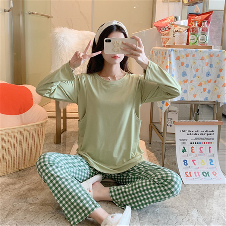 Primavera y otoño confinamiento maternidad posparto enfermería ropa deportes ocio dulce hogar desgaste traje Pijamas de maternidad image 2