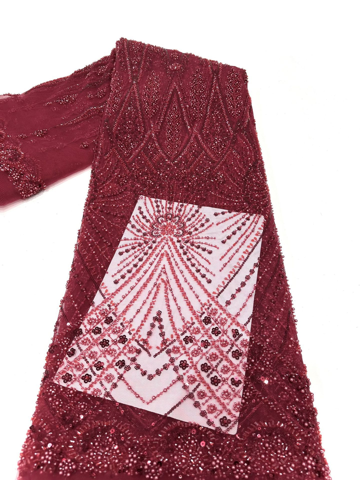 Tubo de perlas bordado por computadora bordado de lujo vestido de boda modelo de vestido de mujer falda de tela de corte comercio exterior transfronterizo