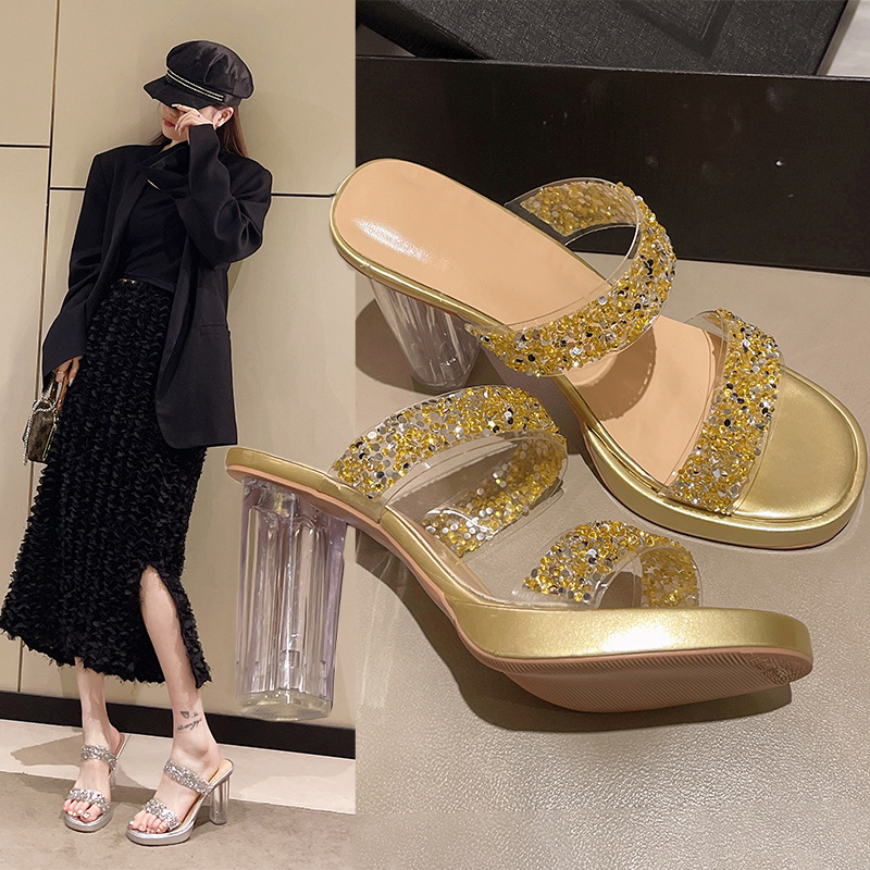 Large Size Sequi High-Heel Wome, 2024 Summer New Europea Ad America Style Square-Toed Crystal Heel Sadals For_vogvips.com