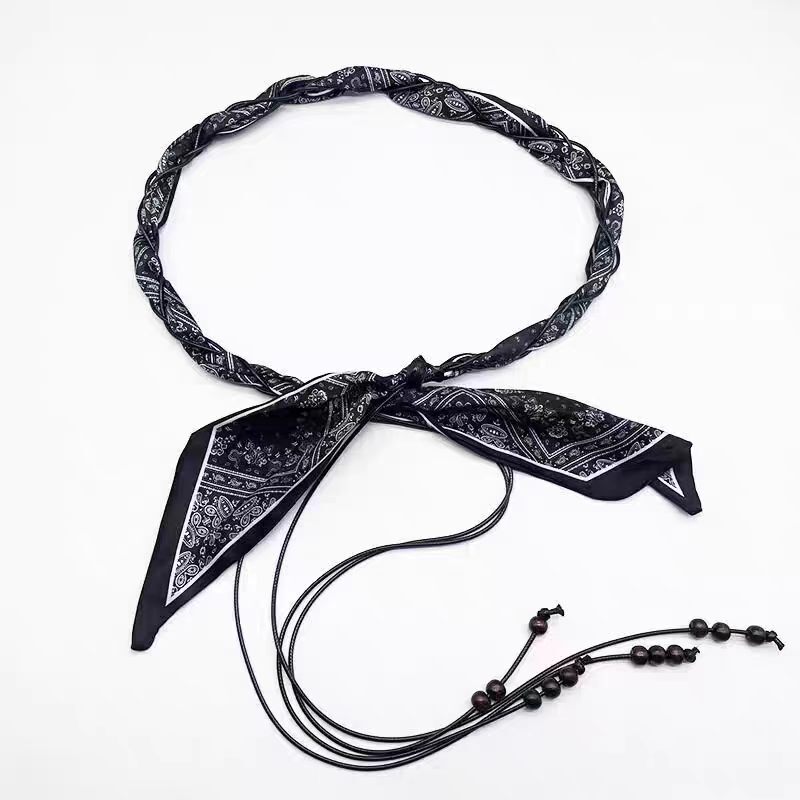 Woven Silk Scarf Belt Accessories Ribbon Waist Chain Ximia 2026 Ethnic Decorative Jeans High-End Skirt
