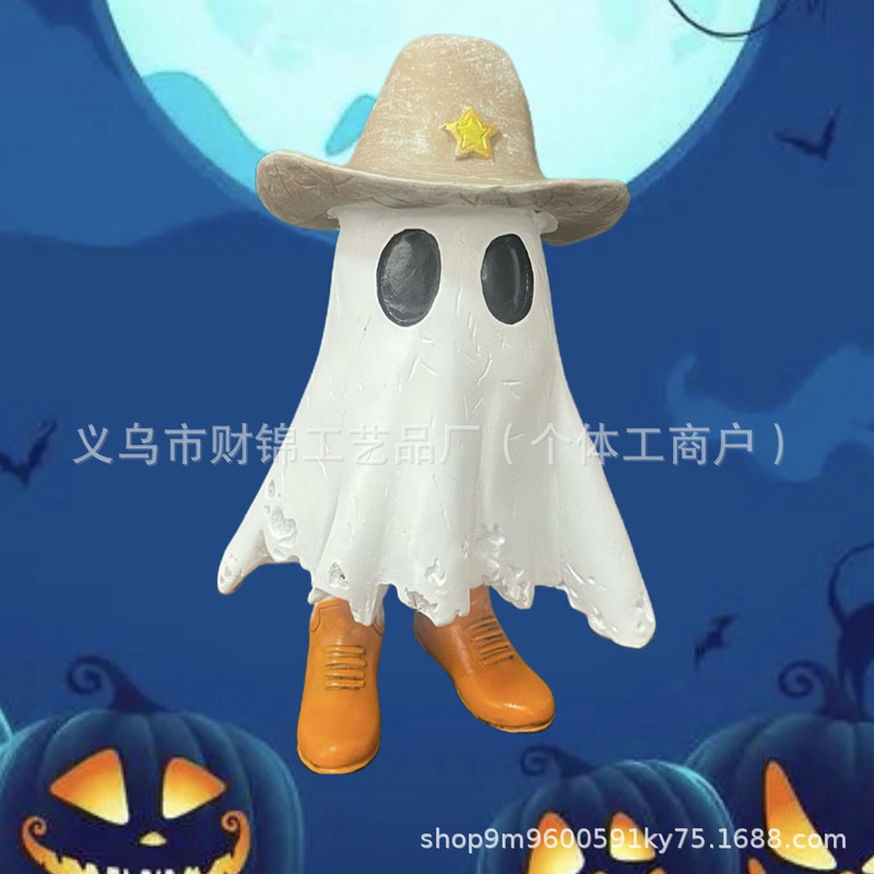 国境を越えた新型ハロウィーン幽霊シリーズカウボーイ幽霊クール樹脂小置物カボチャ鬼節かわいい装飾|undefined