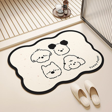 可爱卡通小狗软硅藻泥地垫卫生间厕所防摔防滑垫吸水速干浴室地垫