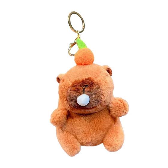 Spitting Bubble Shaking Sound Card Pibala Plush Toy Keychain Doll Hanging Ornaments Grasping Machine Doll Capybara Pendant