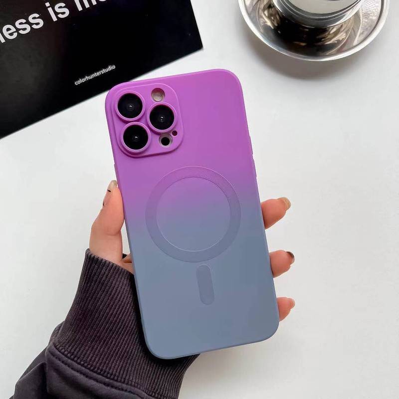 iPhone17 Pro Max用ケース、液体グラデーションツートンカラー、マグネット式、レンズフィルム付き、Apple 16保護ケース|undefined