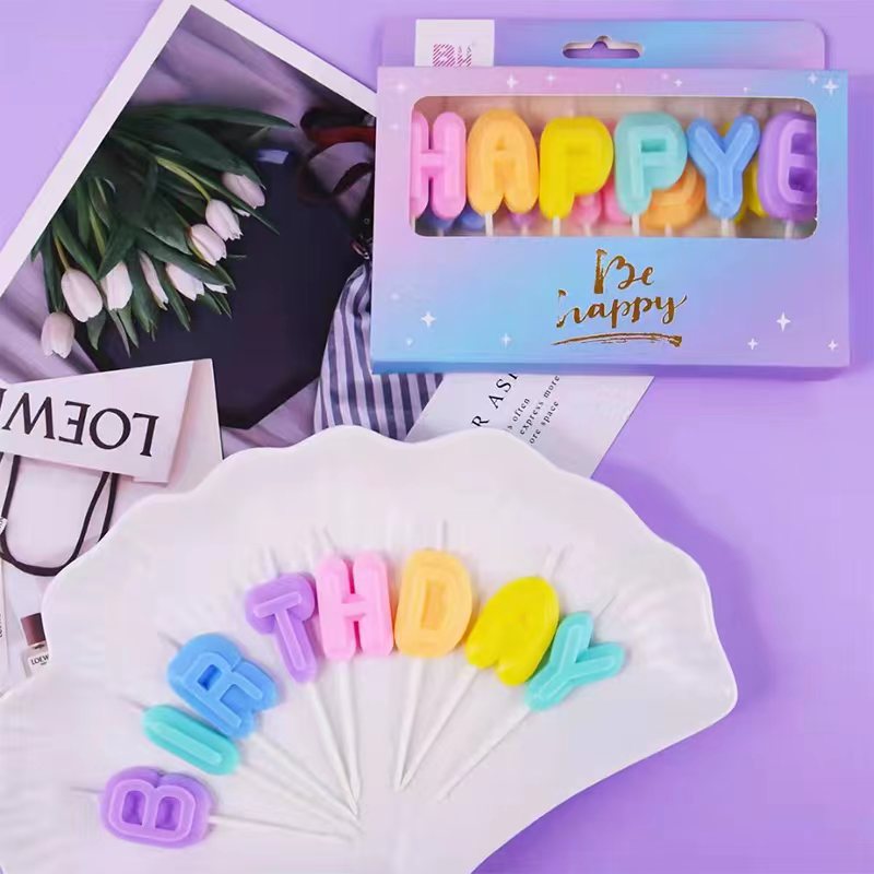 Letter Pattern Handmade Craft Birthday Letter Paraffin Party Candle 1 Set