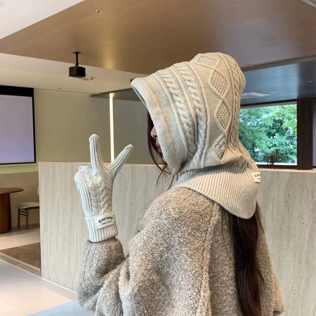 Шапка Rafa с витым узором на пуговицах, теплая шапка в корейском стиле для осени и зимы, вязаная утолщенная шапка на шнурке для экспорта.