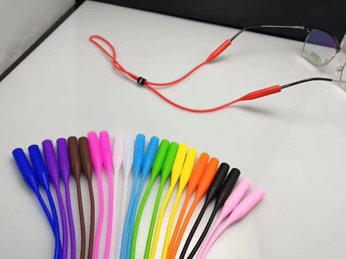 Silicone eyeglass cord, silicone strap, adult and children anti-slip elastic sports silicone eye strap, slim and long style eyeglass leg