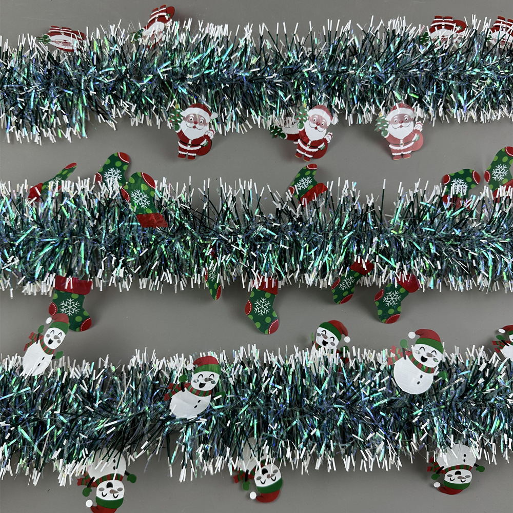 Nuevas líneas de color de Navidad transfronterizas Papá Noel calcetines de Navidad muñeco de nieve decoración de color de 2 metros