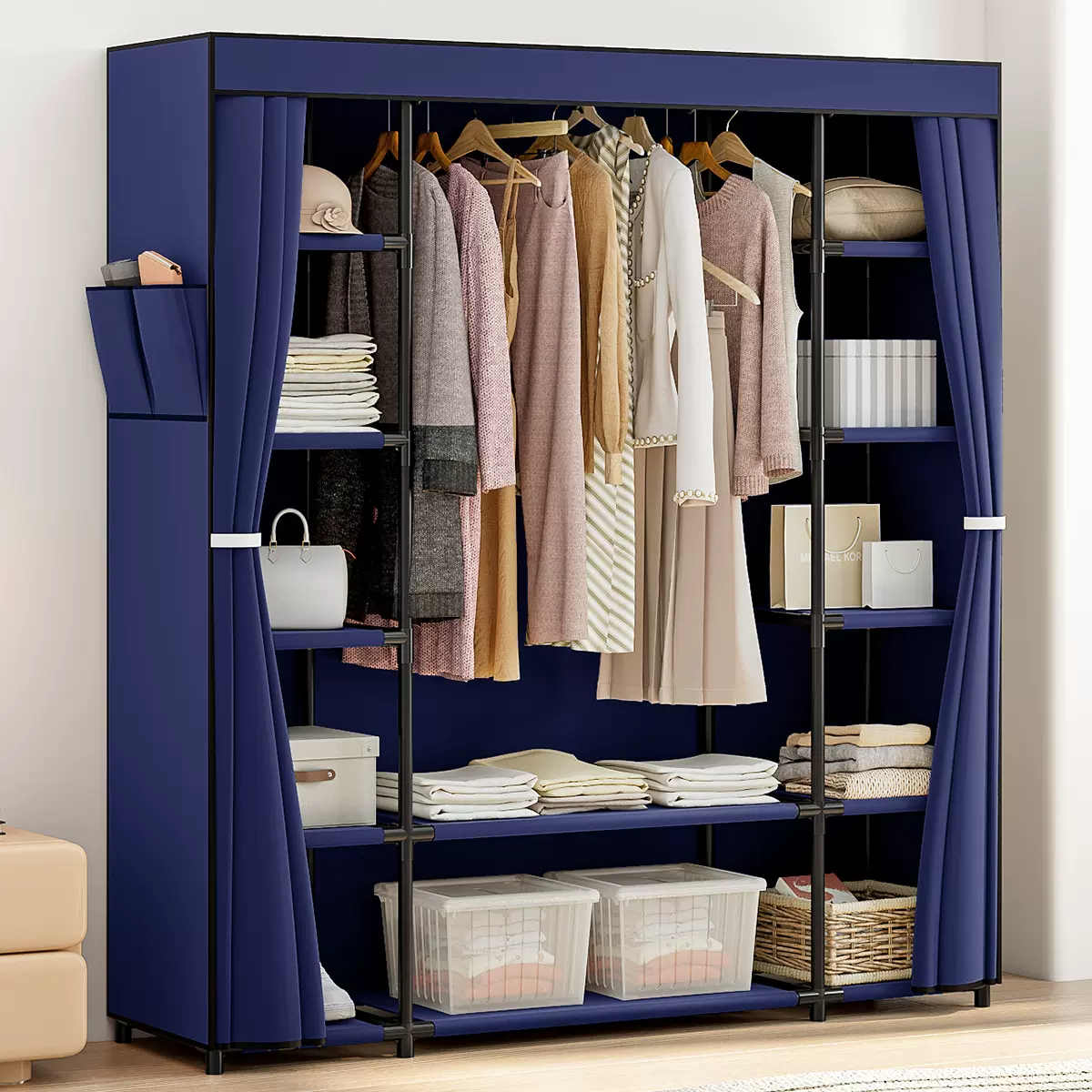 跨境简易衣柜家用出租房衣橱耐用宿舍柜子卧室组装厂家直销布衣柜