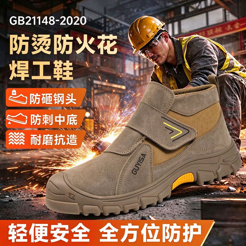 Welder's Safety Shoes, Anti-Smash, Anti-Puncture, Steel-Toe Shoes, Comfortable, Wear-Resistant, Suede Leather, Anti-Scald, Anti-Spark, Safety Work Shoes Welder's Safety Shoes, Anti-Smash, Anti-Puncture, Steel-Toe Shoes, Comfortable, Wear-Resistant, Suede Leather, Anti-Scald, Anti-Spark, Safety Work Shoes